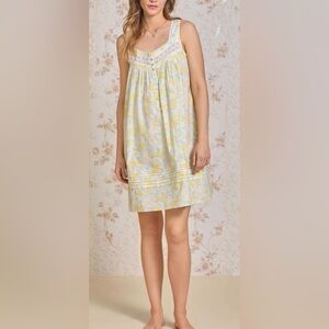 NWT $68 Eileen West Multicolour Limoncello 100% Cotton Nightgown Chemise Size L